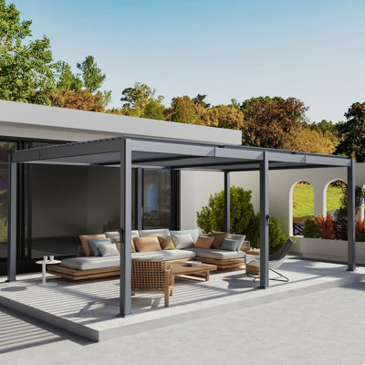 Aluminum Patio Pergola with Adjustable Rainproof Louvers
