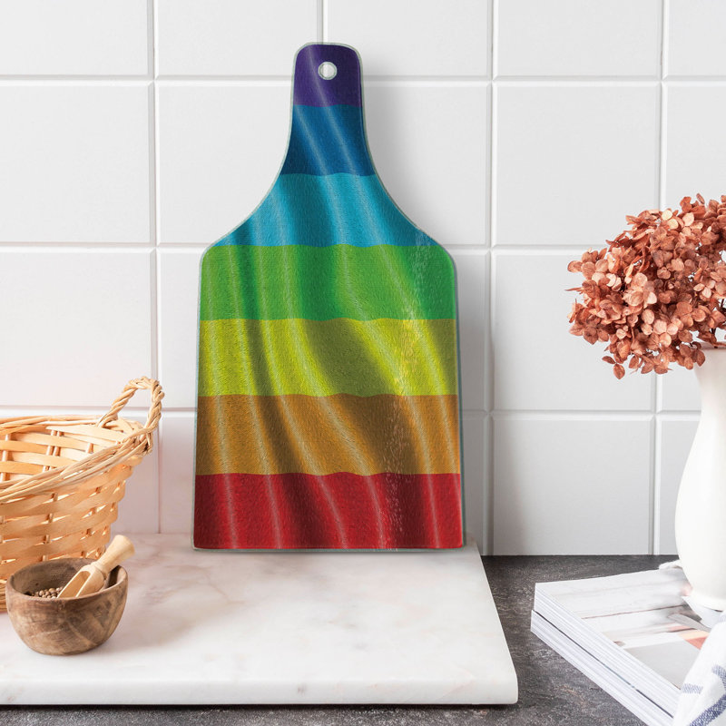 Ambesonne Rainbow Tempered Glass Cutting Board Pride Flag Inspired Design Multicolor