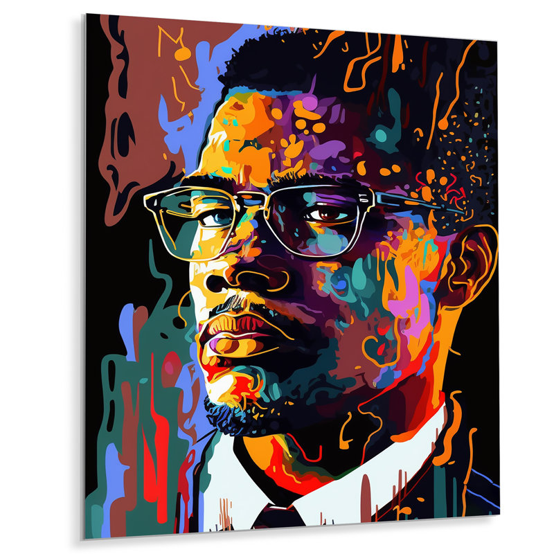 Malcolm X I - non encadrée, impression sur métal, H 20 po x l 12 po