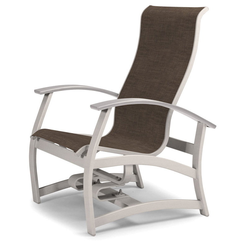 Askar Powder Coated Aluminum Outdoor Lounge Chair, Textured Snow, Mocha Sunbrella®, White P50
