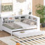 Wooden Daybed With Trundle, Daybed With Storage Shelf And USB Charging Ports