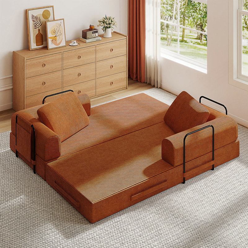 Convertible Sleeper Convertible Sofa Bed, Orange