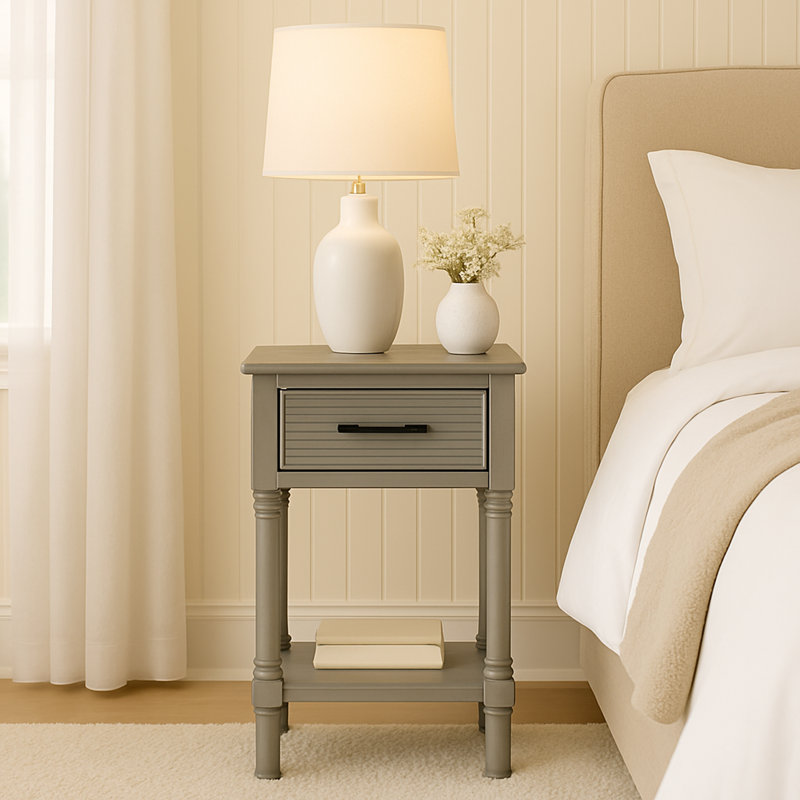 Table de bout avec rangement Akia, gris