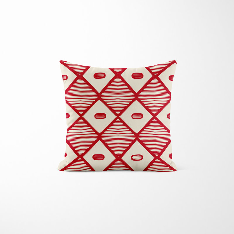 Jeté carré en polyester intérieur / extérieur, L 15 po x H 15 po, Rouge