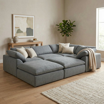 Canapé modulaire surdimensionné de 6 po avec deux repose-pieds de 132 po Mielke 
