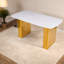 Table de salle à manger en verre de qualité supérieure avec base en métal doré, style moderne