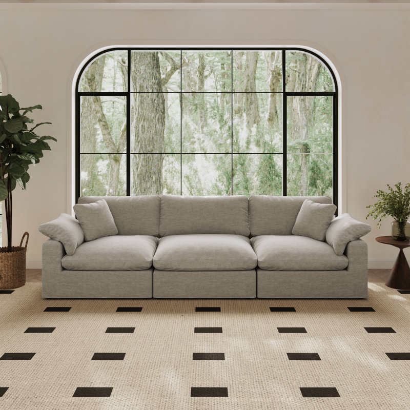 Canapé modulaire surdimensionné à 3 places Cloud Couch, 3,  H 34,6 po x l 110,8 po x P 39,3 po, Gris clair