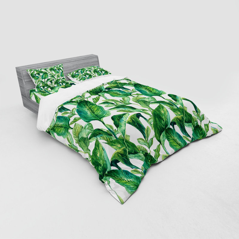 Coastal Polyester Floral Duvet Cover, Queen Duvet Cover + 3 Additional Pieces