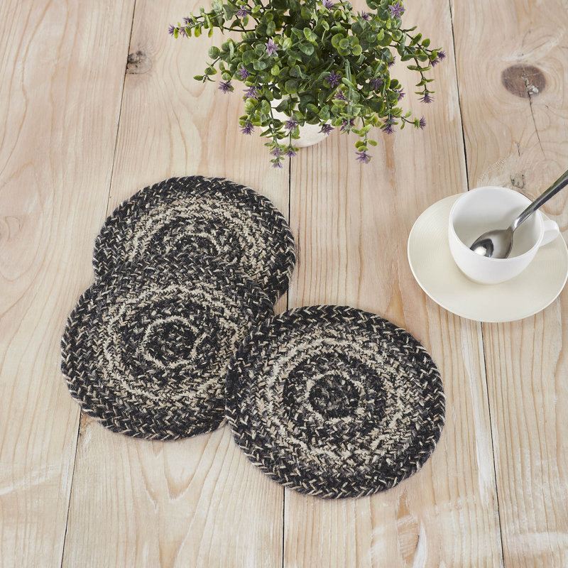  Mill Black White Jute Coaster