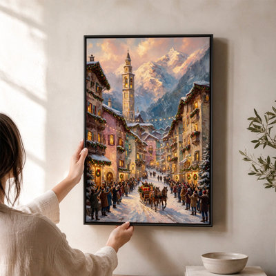 Reproduction d'art sur toile Alpine Village H Carrosse, 36 po x l 24 po