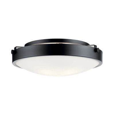 Plafonnier encastré 3 lumières l 17 po avec abat-jour en verre blanc satiné gravé Lytham