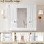 Armoire de salle de bain blanche murale avec 4 tablettes et porte miroir