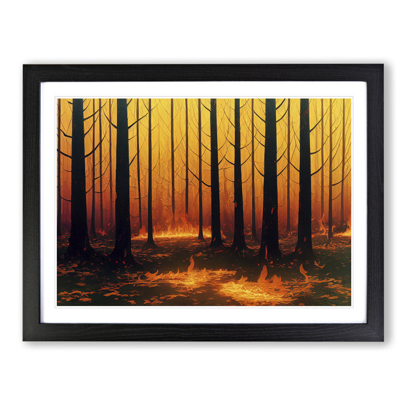 A Contemporary Forest - Single Picture Frame Print, 46cm H x 64cm W x 2cm D, Black