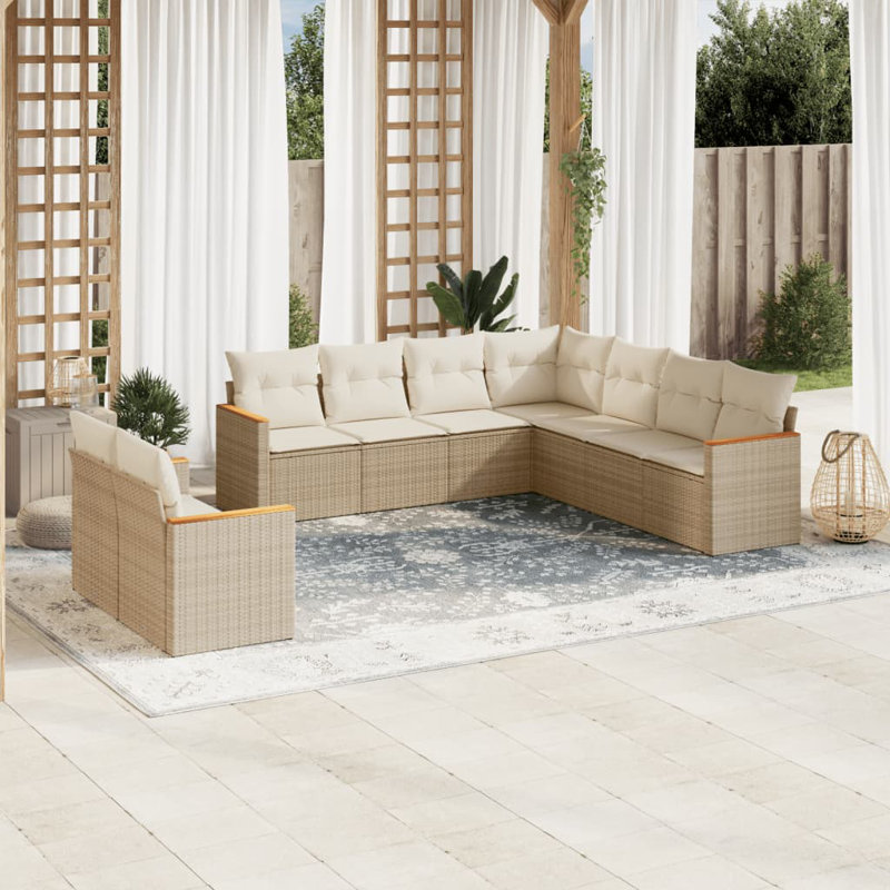 Ensemble de canapé de jardin Vidaxl , Blanc, Beige