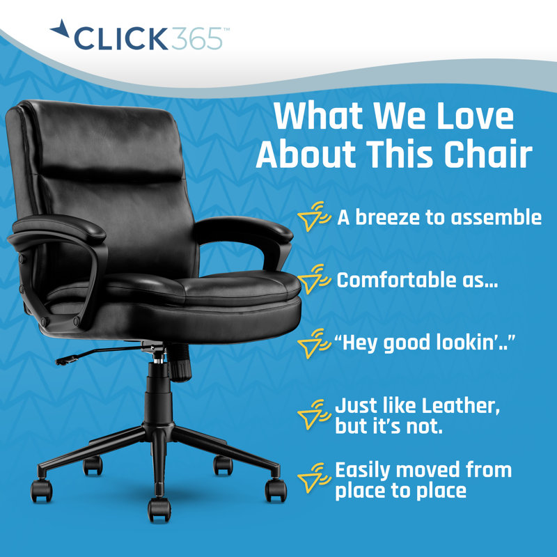 Black Bonded Leather Ergonomic Swivel Office Chair with Armrests