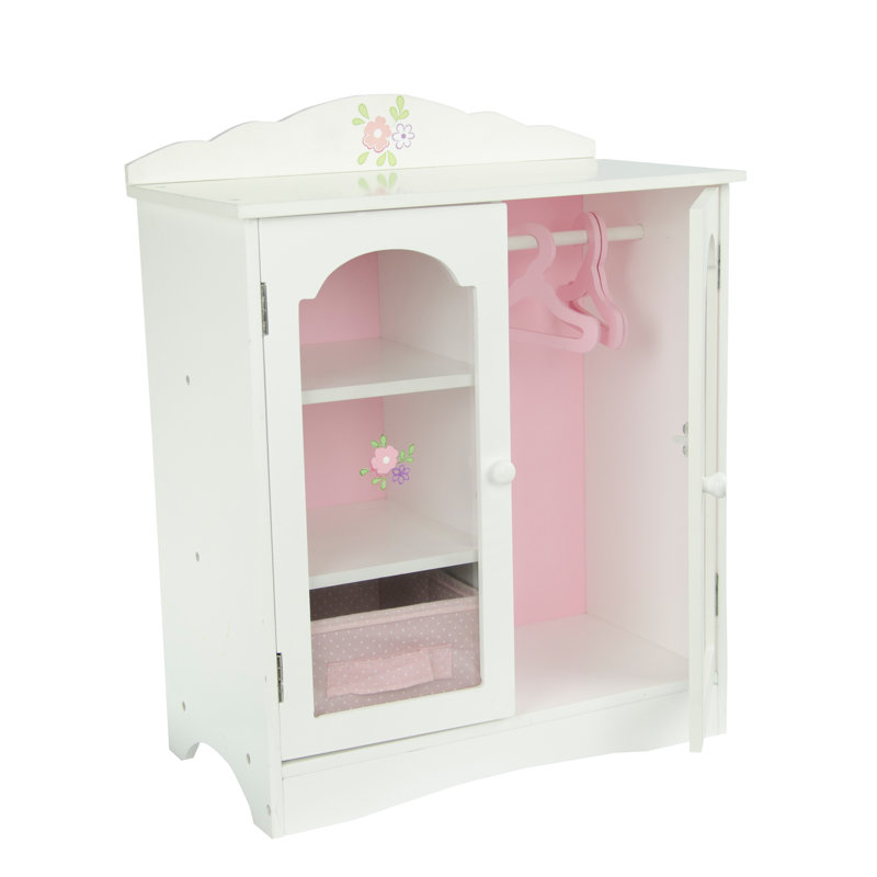 Teamson Kids Little Princess Toy Closet with Hangers for 18" Dolls, Gray/Pink