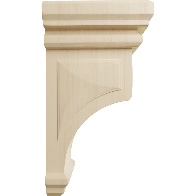 Small Natural Rubberwood Decorative Corbel, 4"W x 4.75"D x 8"H