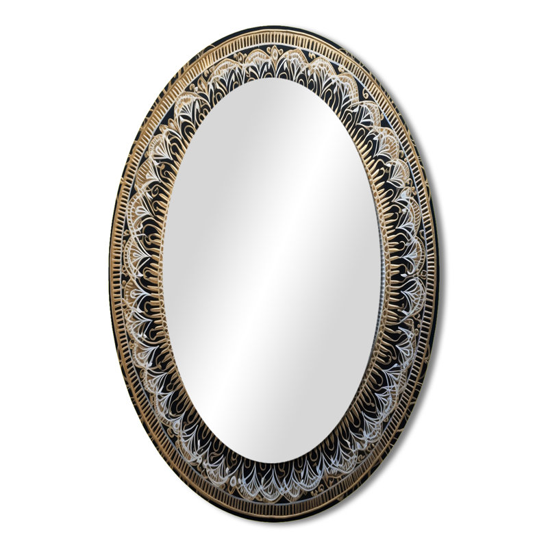 Miroir mural blanc et or Mandala I - Bohemian, 36 po x 24 po