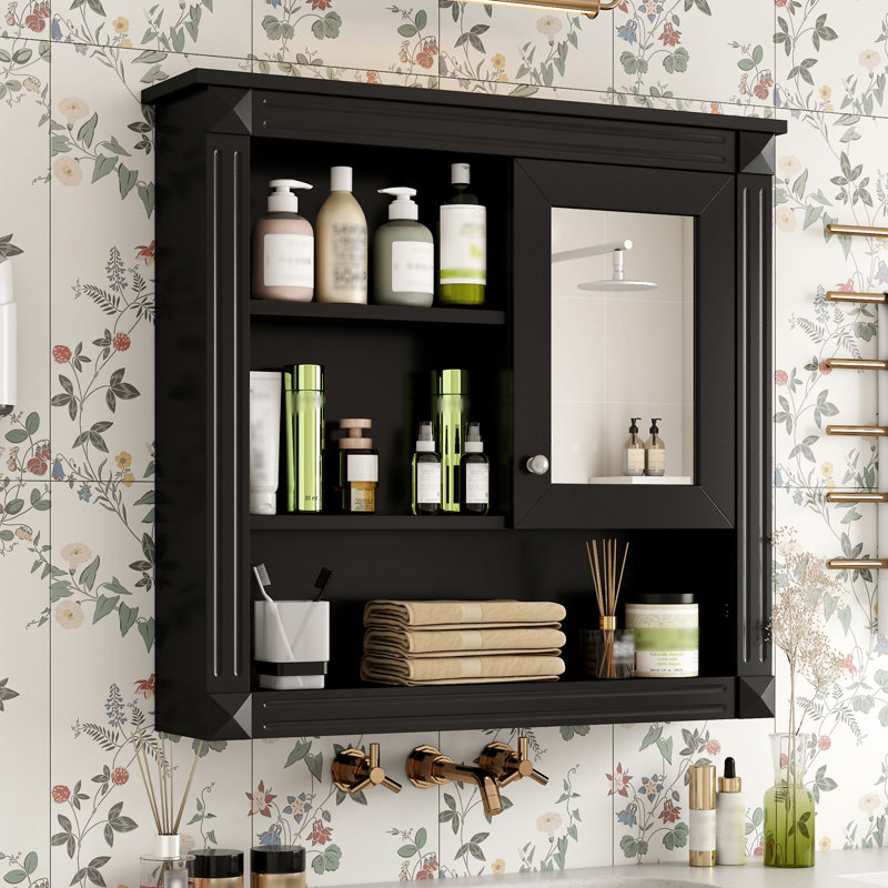 Pharmacie murale 32 "avec 4 tablettes, Noir