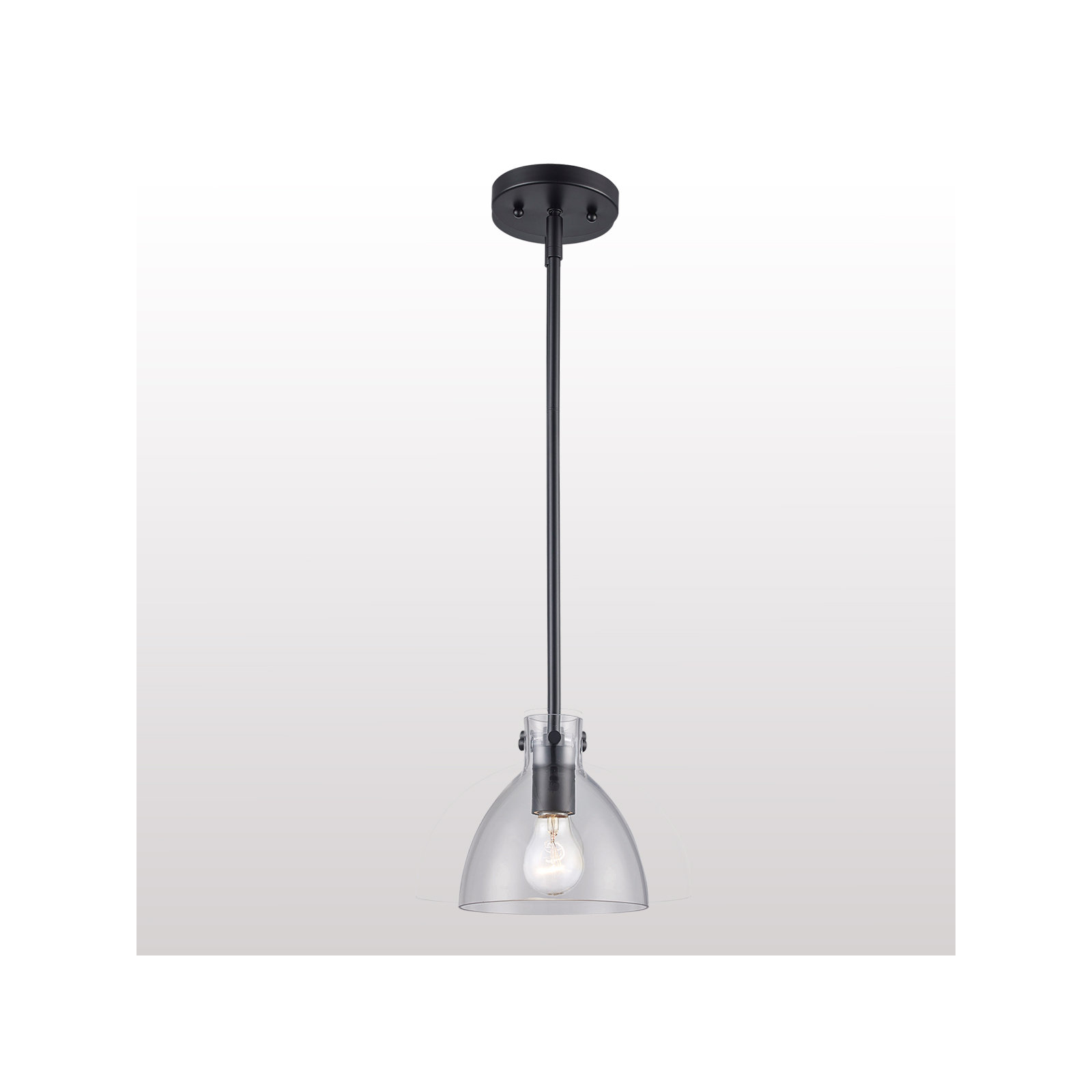 Martins Single Light Glass Pendant, 44.8" H x 6.7" W x 6.7" D, Black