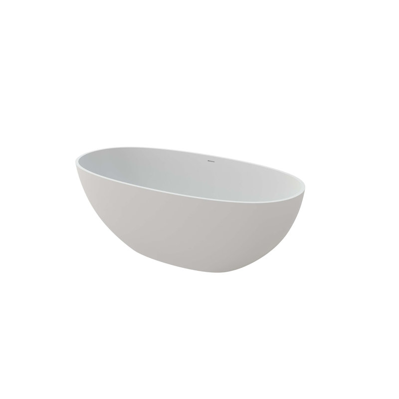 Premium Solid Surface Deep Soaking Bathtub In Matte White