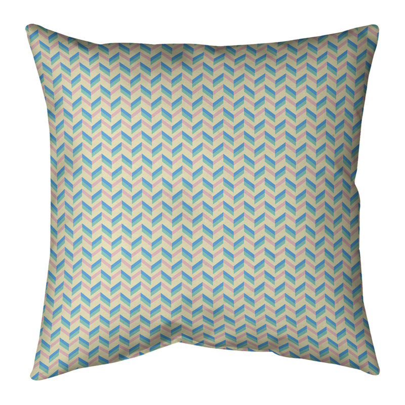 Coussin en lin Katelyn Elizabeth, H 14 po x l 14 po, Polyester/ Bourre en polyester, Vert clair / jaune