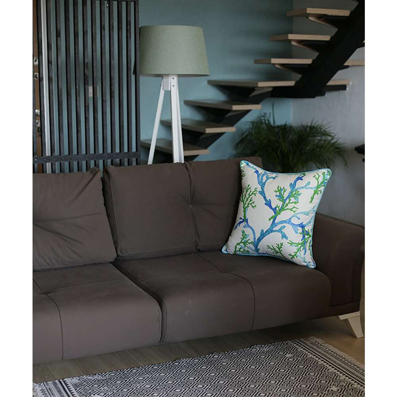 Coussin bleu et blanc