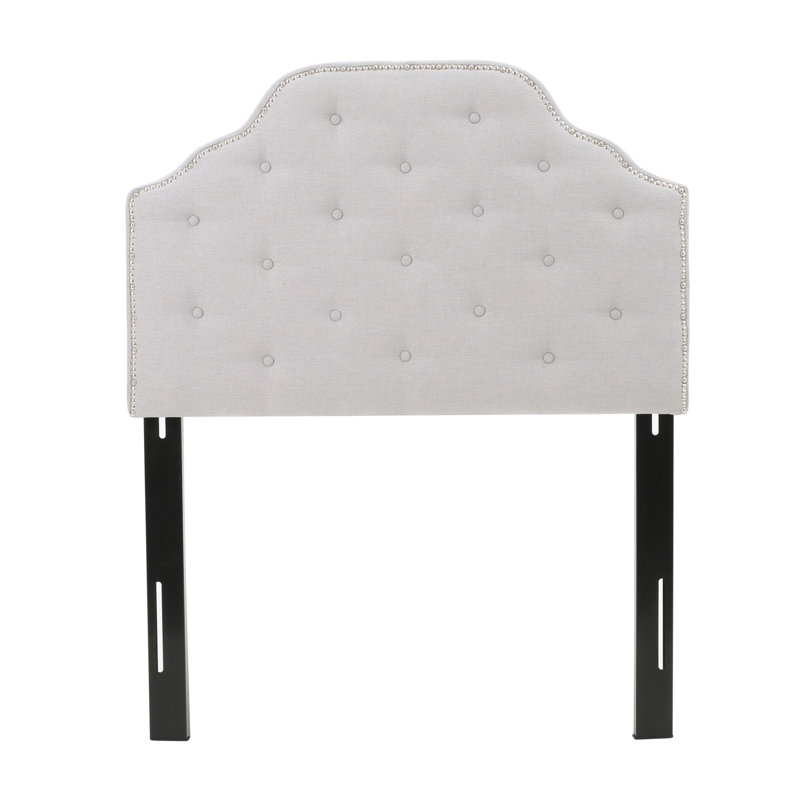 Tufted Upholstered Headboard Twin Size, Solid Wood Head Board With Durable Metal Legs, Adjustable Height Twin Headboard With Nailhead Trim,Fabric Headboard In Modern Button Tuffted Design
