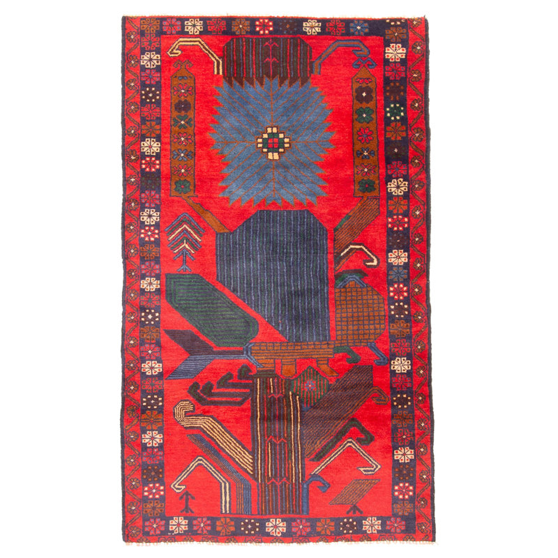 Tapis rouge Teimani 3 pi 5 po x 5 pi 11 po