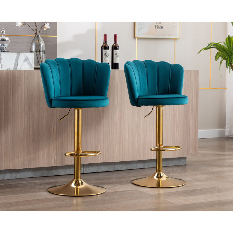Ludka Swivel Adjustable Height Stool, Teal