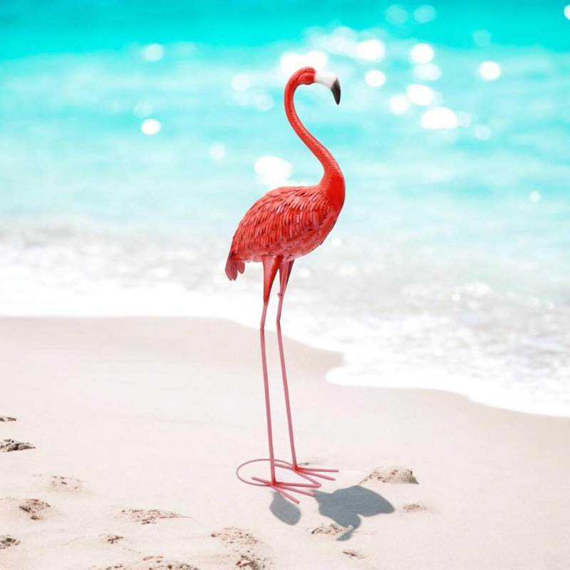 Corsi Metal Flamingo Garden Statue Ornament - Animal Sculpture, Hand Finished Painted Garden Décor, Easy Assembly for Garden