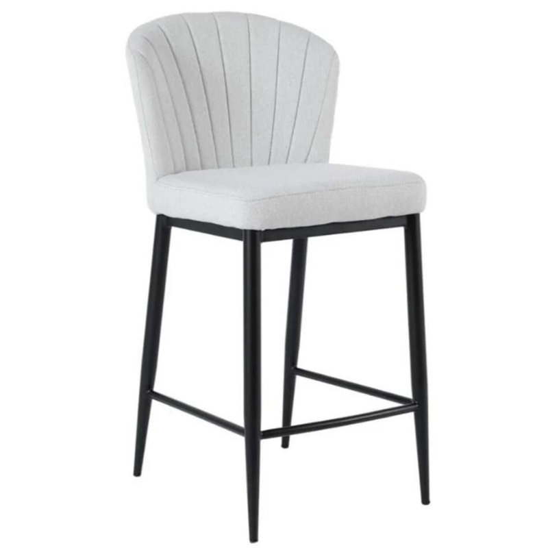 Tabouret de comptoir en tissu Yurem, Blanc