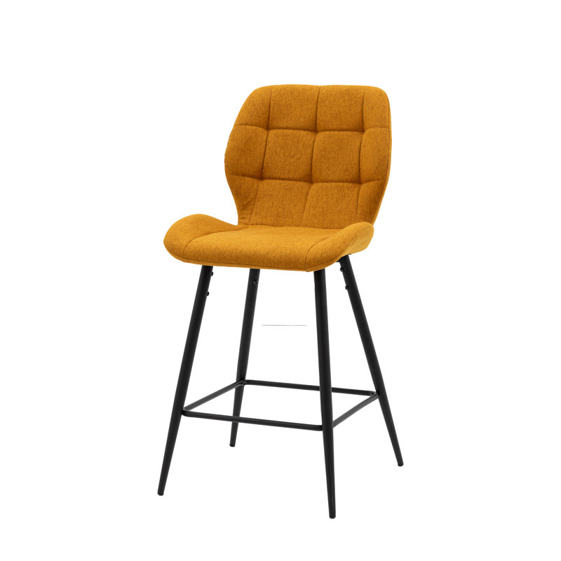 Skopelos Upholstered Counter Stool with Metal Frame, Yellow