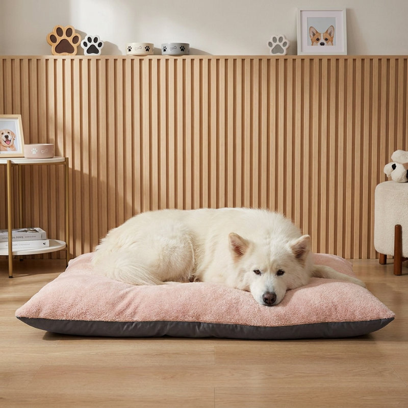 Lit pour chien avec traversin deux tons rose / anthracite DreamListro, 34.6" W, Pink