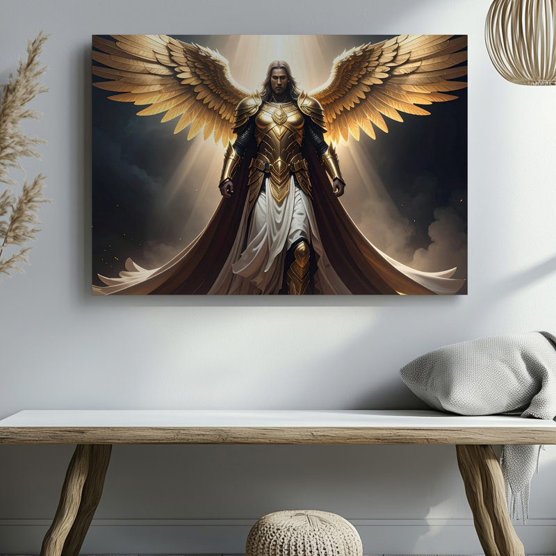Toile d'art mural divin «Guardian Canvasmajestic» avec ailes d'or, H 16 po x l 20 po
