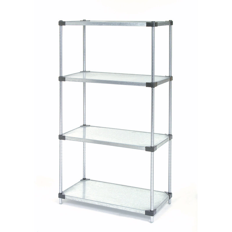 Metal Shelving Unit, 86" H x 36" W x 24" D, Stainless Steel