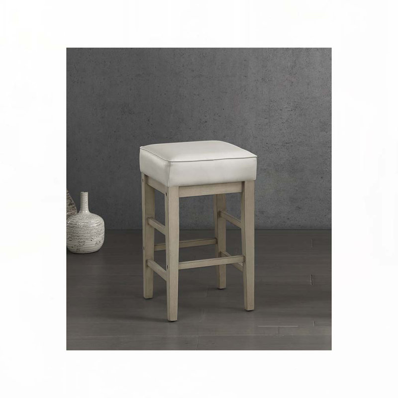 Ensemble de tabourets de bar rembourrés en similicuir sans dossier, Tabouret de comptoir (siège d'une hauteur de 26 p, Gris