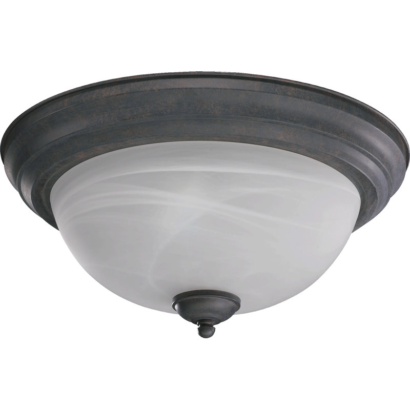 Voelker Glass Flush Mount, 6" H x 13.5" W x 13.5" D, Satin Nickel