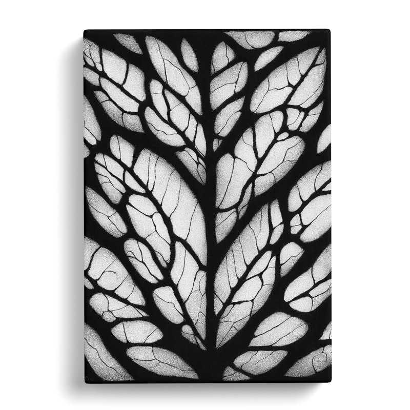 Monochrome Leaves No.3 - Wrapped Canvas Painting, 50cm H x 35cm W x 3cm D