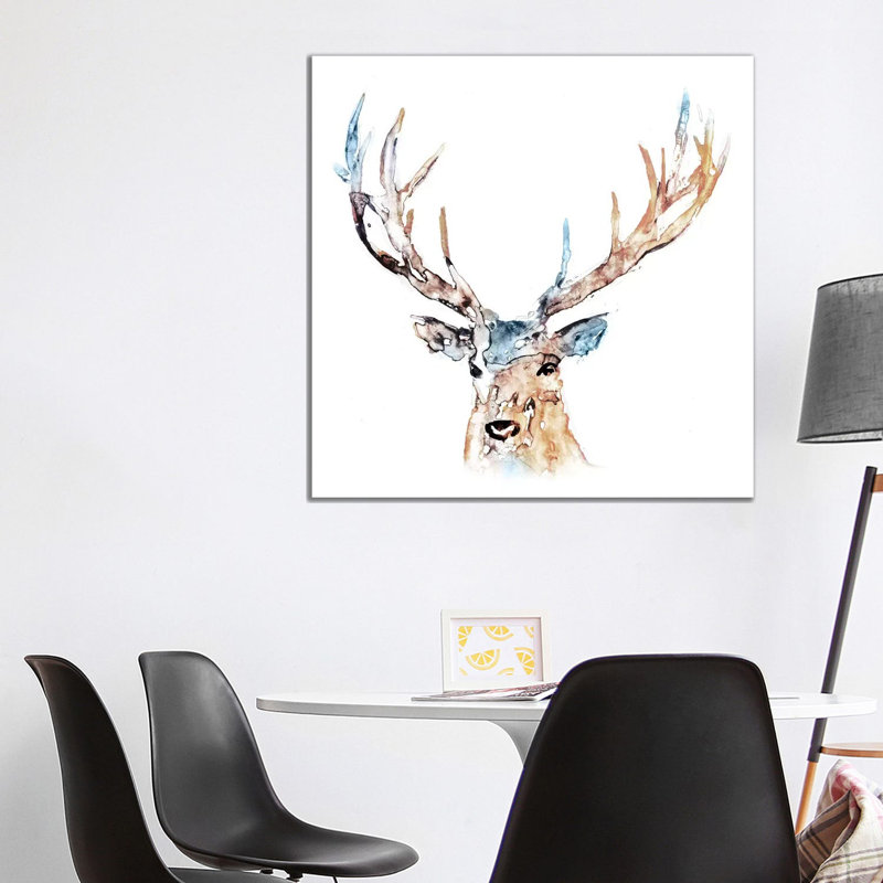 Watercolour Reindeer 1 Piece Wrapped Canvas Painting, 93.98 cm H x 93.98 cm W x 3.175 cm D