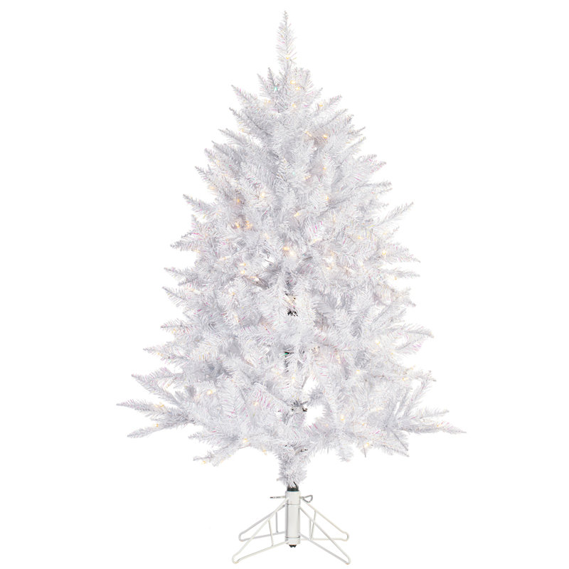 Dilan Sparkle White Spruce Artificial Christmas Tree, 4.5' H, Warm White LED