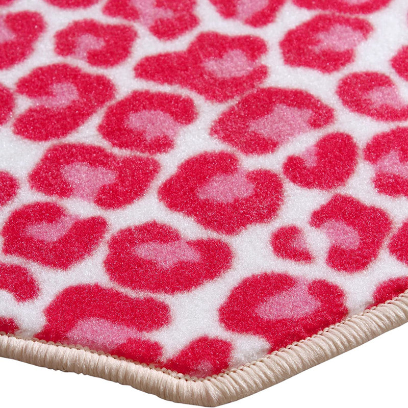 Ensemble de tapis touffetés en nylon rose / blanc Gerfer, Rectangle 1 pi 5 po x 2 pi 2 po