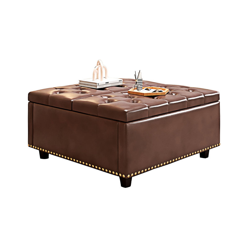 Upholstered Storage Bench, Brown