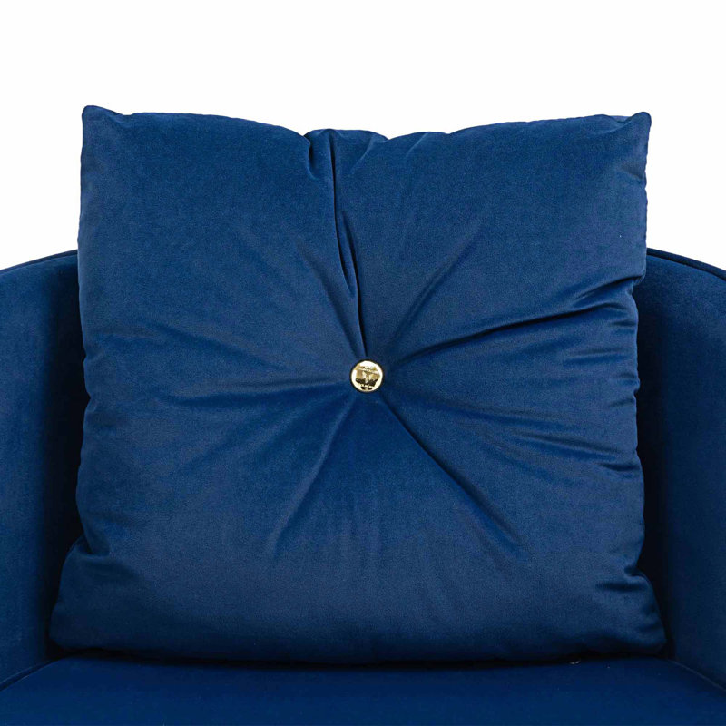Chaise de bureau Geshia, Bleu marine, Or