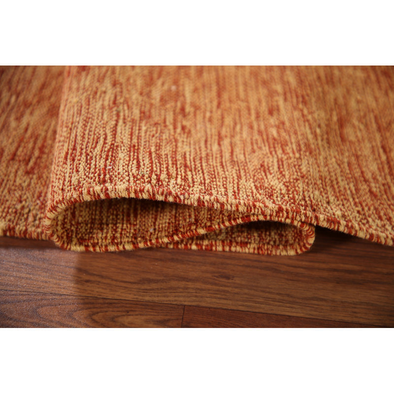 Tapis oriental orange en laine Kilim 5 x 8