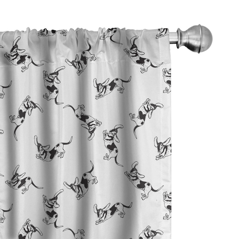 Basset Hound Semi-Sheer Rod Pocket Curtain Panels, 28" x 84"