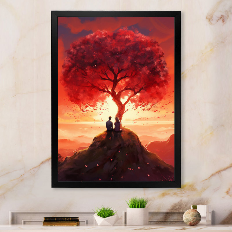 Arbre d'amour I - impression, H 20 po x l 12 po x P 1 po, Cadre simple noir