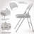 3-Piece Folding Dining Table Set with 2 Chairs - Space-Saving Square Card Table for Small Spaces, Metal Frame & PU Leather Upholstered Chairs, Modern Breakfast(Black/Beige/Gray)-115363079
