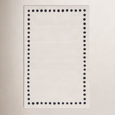 Lexy Ivory Black Polka Dot Hand-Tufted Wool Rug
