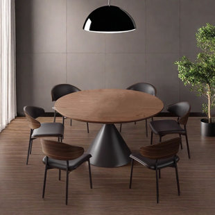 Retro round simple dining table and chair